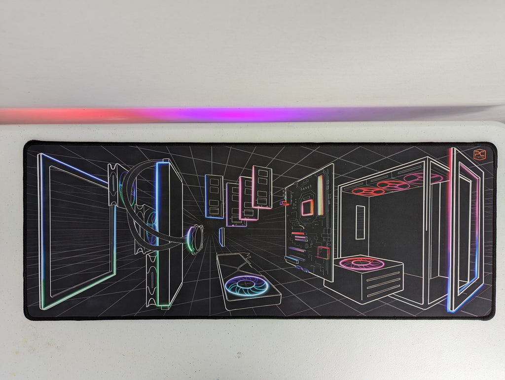 Desk mat with exploded PC art